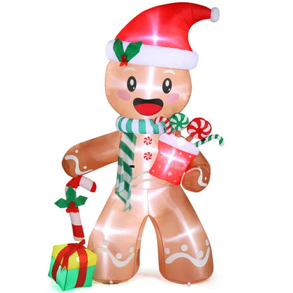 US Local 7.9 FT Lighted Christmas Inflatable Decoration, Inflatable Gingerbread Man Outdoor Decoration, Funny Blow Up Yard Decorations With Built-in LED Lights For Holiday Party Front Yard Lawn Garden Decor