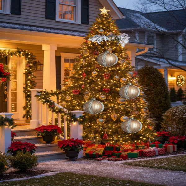 US Local 4PCS Set Christmas Glass Ball Ornaments Holiday Tree Hanging Decorations Party Decor Supplies FBA Shipment