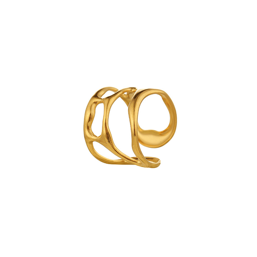 Fashion Retro Characteristic All-match Golden Open-end Hollow Ring