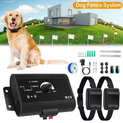 US Local 1Set Electric Dog Fence System Pet Tone Shock Boundary Containment Water Resistant Collar Receiver For Small Medium Large Dog