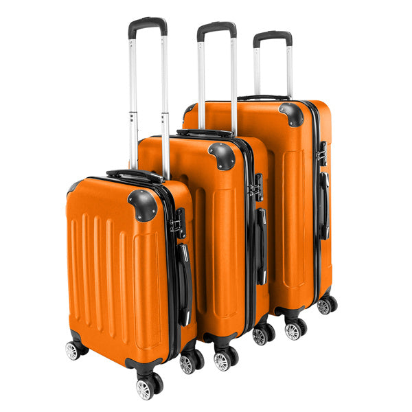 US Local 3-in-1 ABS Trolley Case 20 Inches, 24 Inches, 28 Inches Orange
