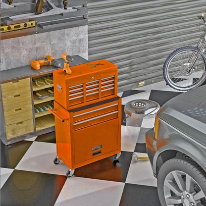 US Local High Capacity Rolling Tool Chest With Wheels And Drawers, 8-Drawer Tool Storage Cabinet--ORANGE