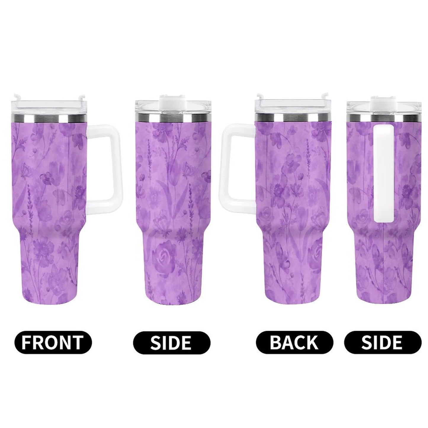 PHDT00031 POD US Local Tumbler 40 oz Large Capacity Car Cup Purple, Watercolor, Floral