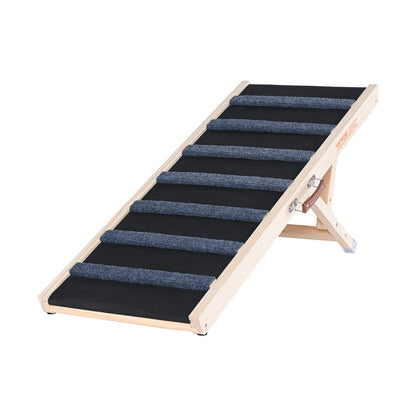 Dog Ramp, Folding Pet Ramp For Bed, Adjustable Dog Ramp For Small, Large, Old Dogs Cats, Wooden Pet Ramp With 39.3Long Ramp, Adjustable From Suitable For Couch, Sofa, Car