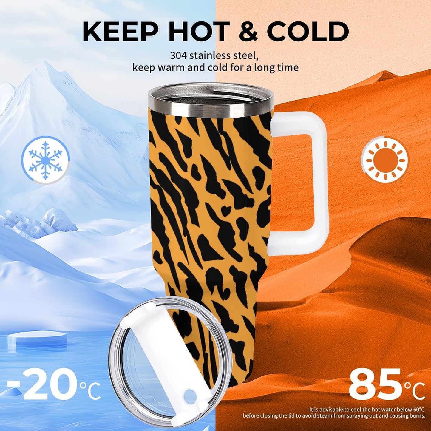 PHDT00480 POD US Local Tumbler 40 oz Large Capacity Car Cup Yellow Tiger