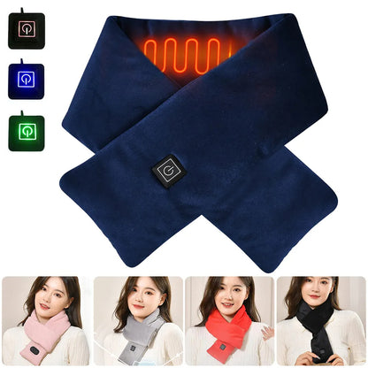 USB Women Men Heating Scarf Temperature Scarf 3 Gears Adjustable USB Charging Heat Control Neck Warmer For Cycling Camping USB Heated Scarf