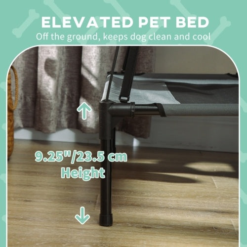 UK Local PawHut Raised Dog Bed Waterproof Elevated Pet Cot With Breathable Mesh UV Protection Canopy Grey, For XL Dogs, 122 X 92 X 108cm