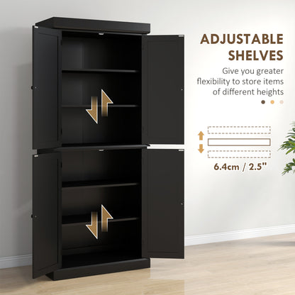US Local 6 Tier Pantry Haven  Modern Freestanding Storage Cabinet With Adjustable Shelves  Sleek Black