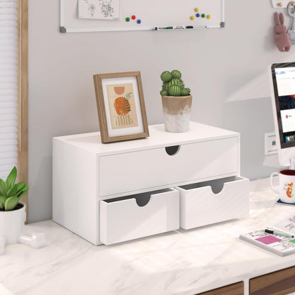 US Local White Bamboo Desk Drawer Organizer For Home Office And Kitchen Supplies No Assembly Desktop Storage Box