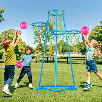 US Local Kids Basketball Hoop 4-Hoop Portable Basketball Stand With Adjustable Heights