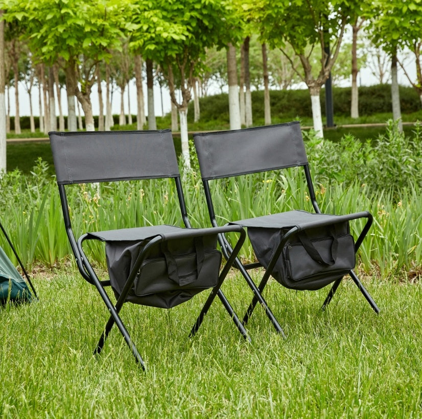US Local 2-Piece Folding Outdoor Chair With Storage Bag For Camping & Picnics
