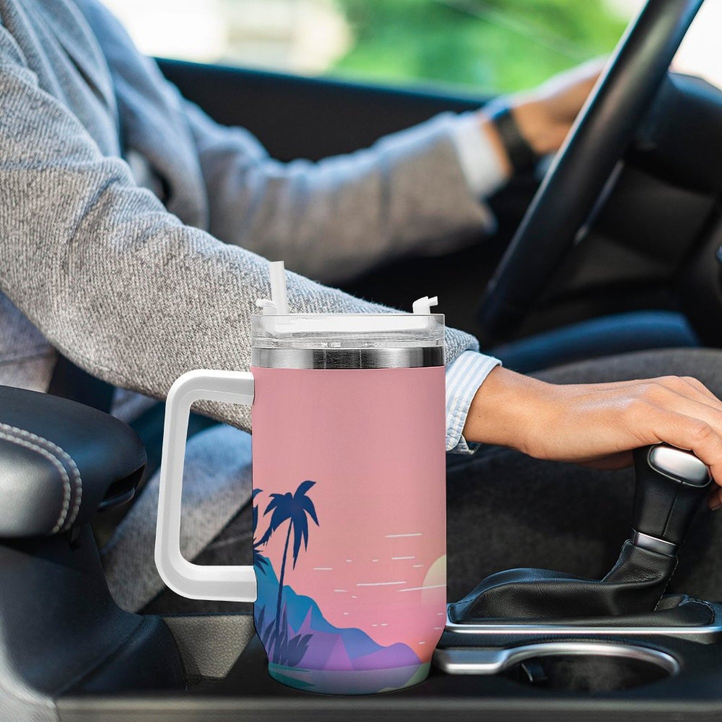 PHDT00512 POD US Local Tumbler 40oz Large Capacity Car Cup Island, Ocean