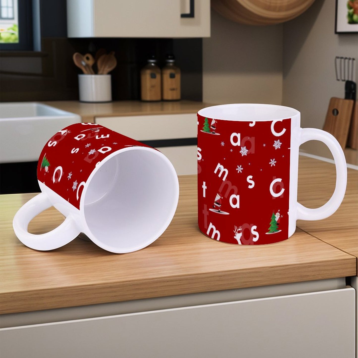 POD US Local White mug with full print, Christmas, Elk 0102