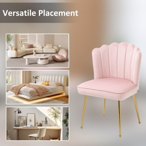 UK Local HOMCOM Velvet-Feel Shell Accent Chair
