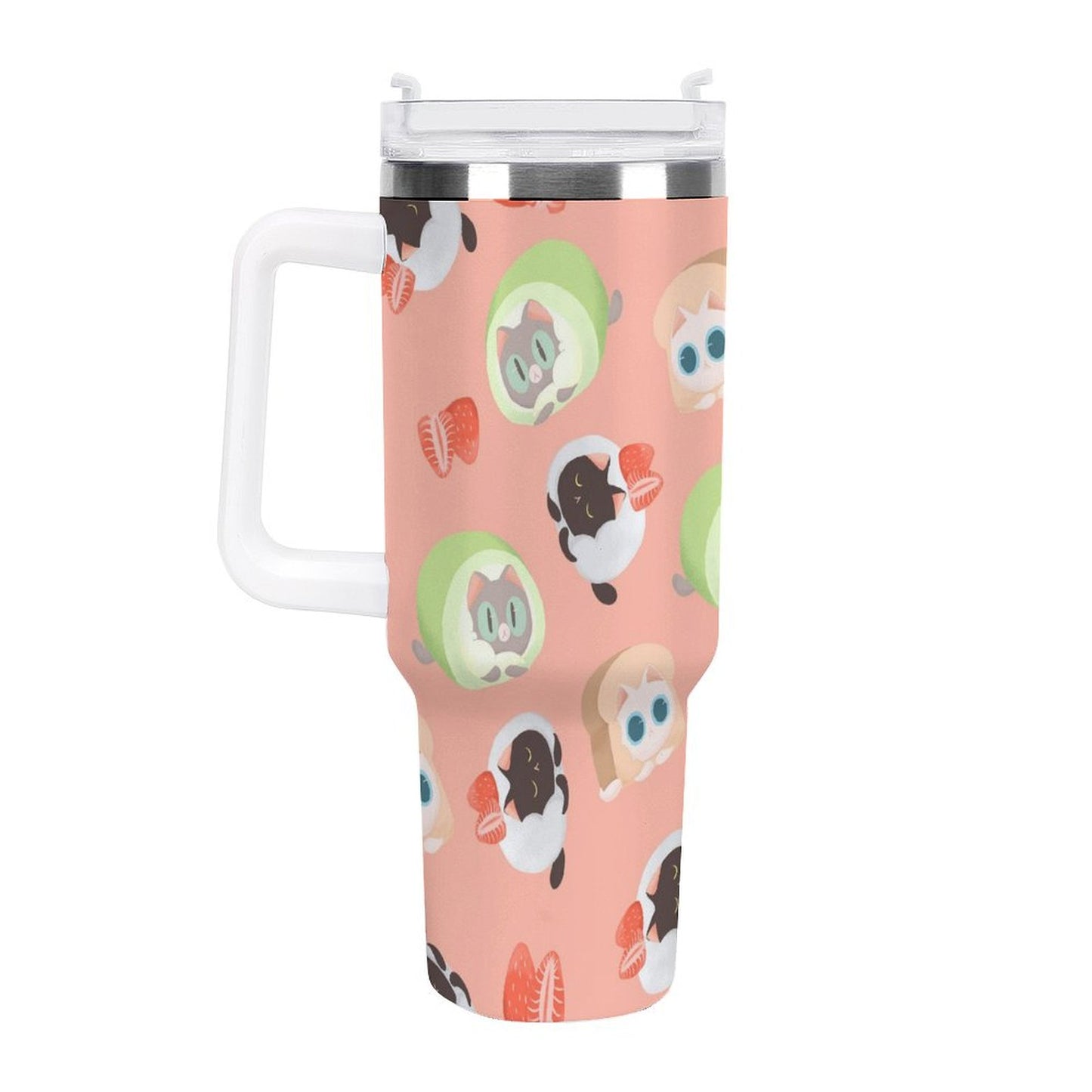 PHDT00261 POD US Local Tumbler 40 oz Large Capacity Car Cup Cat dessert pink green black