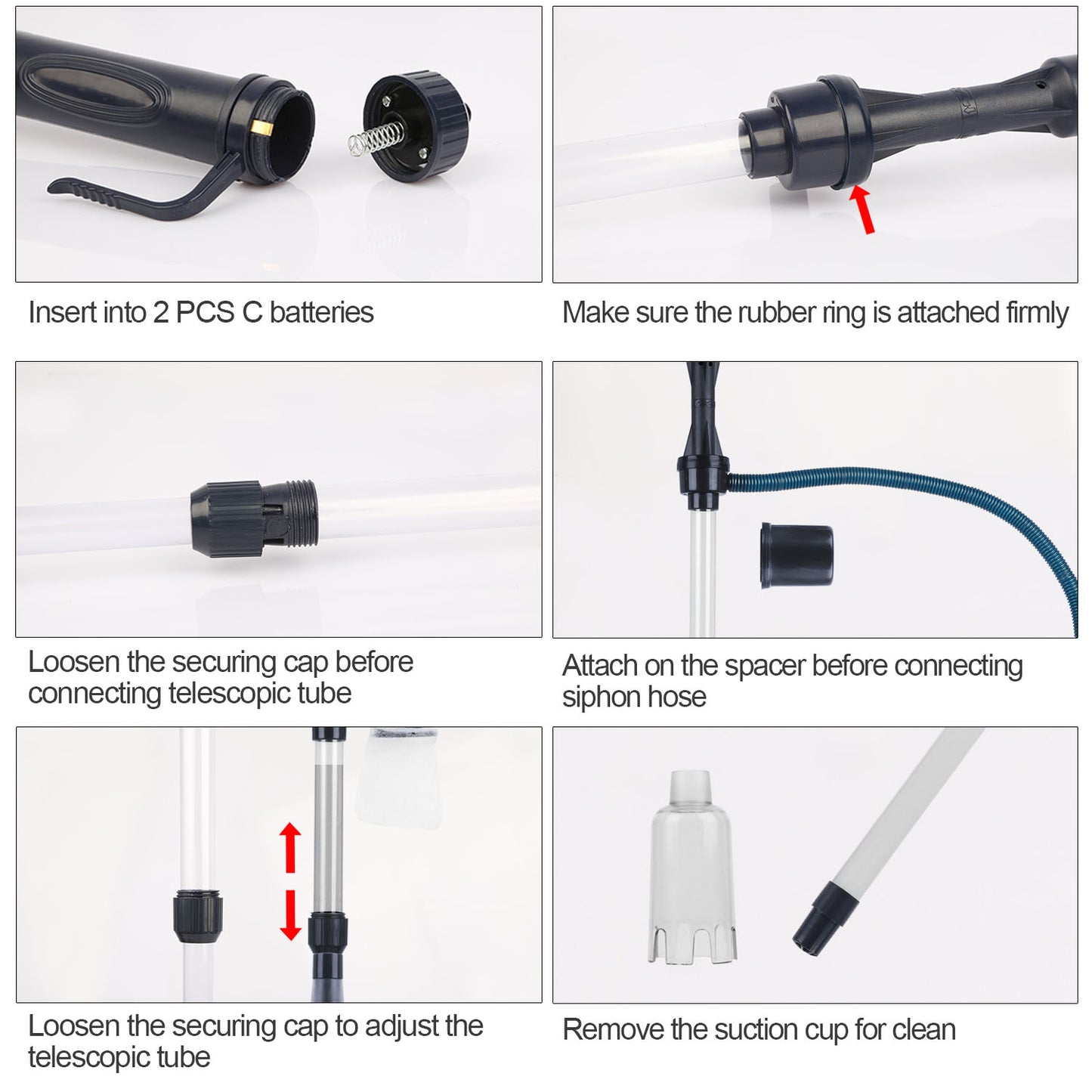 US Local Battery-Operated Aquarium Vacuum Gravel Cleaner