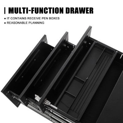 UK Local 3 Drawer Steel Metal Filing Cabinet With Embedded Handle And Lock Black