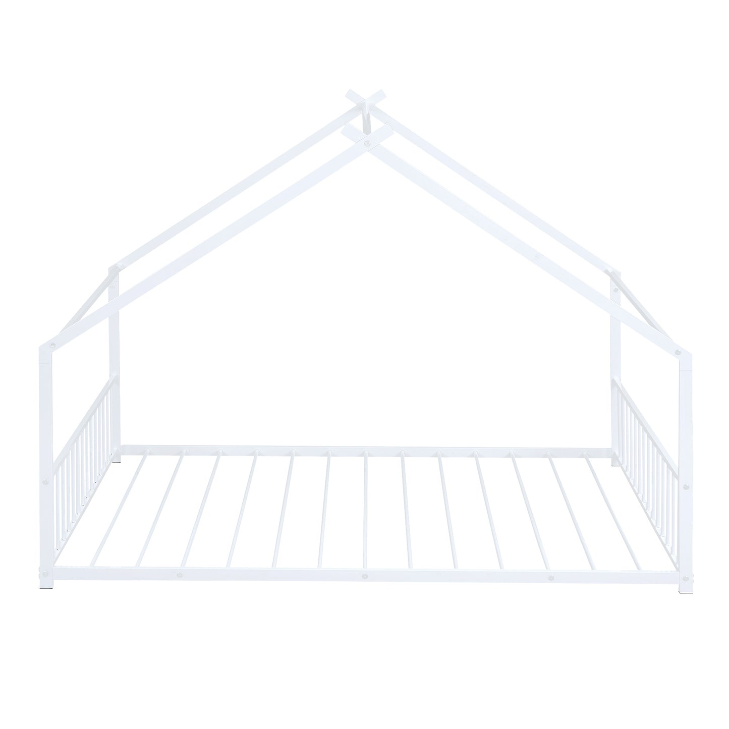 US Local Full Size Metal House Bed, White