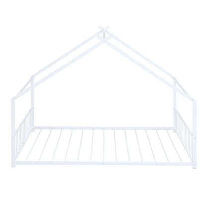 US Local Full Size Metal House Bed, White