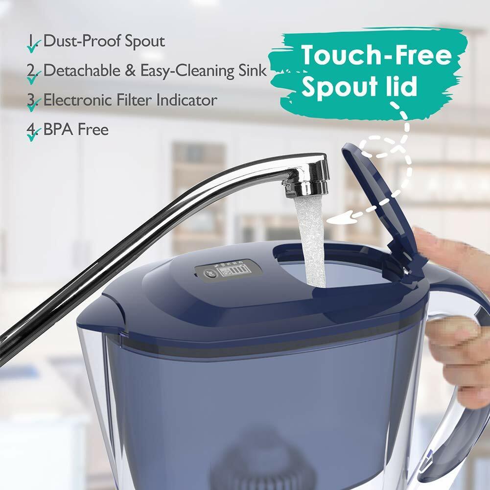 US Local DP06Water Filter Jug Water Pitcher Purifier Cartridge Electronic Indicator 10Cup