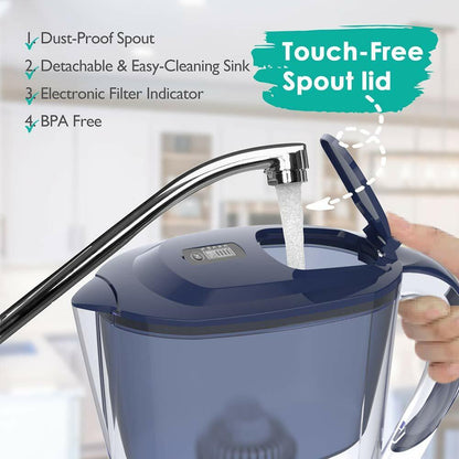 US Local DP06Water Filter Jug Water Pitcher Purifier Cartridge Electronic Indicator 10Cup