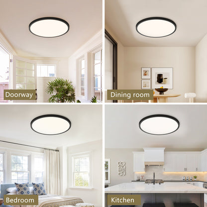 US Local 4 PACK Flush Mount LED Ceiling Light Fixture Black, 16Inch 32Watt, Dimmable & 5 Color Selectable Ceiling Lamp 3520LM Low Profile Ceiling Light For Kitchen Bedroom Hallway Porch
