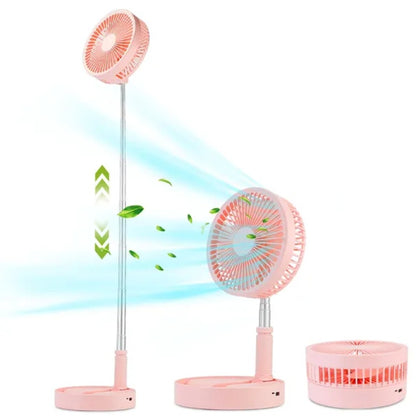 US Local Portable Folding Desk Fan Quiet Low Noise Table Fan USB Rechargeable Telescopic Standing Floor Fan For Home Office Camping Hiking Travel