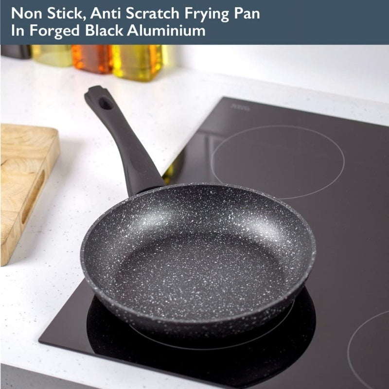 UK Local Non Stick Black Frying Pan Ceramic PTFE Coated For Gas Electric Induction