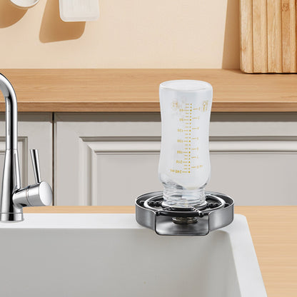 US Local Glass Rinser, 10 Powerful Spraying Jets 360  Rotating Cup Rinser For Sink, 304 Stainless Steel Faucet Cup Washer With ABS Cup Holder For Baby Bottle, Glass Cup, Wine Glass