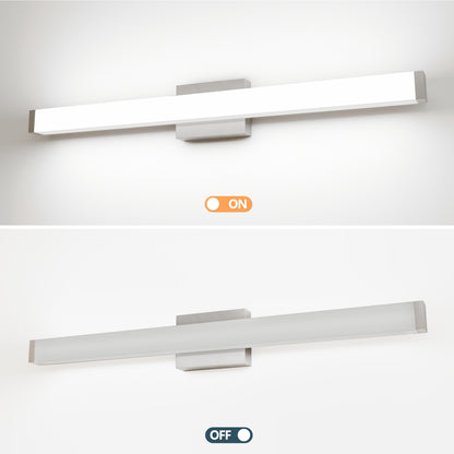 US Local Bathroom Vanity Light Brushed Nickel Square LED 33inch 18W 6000K Cool White Light Wall Bar Lighting Fixtures Over Mirror