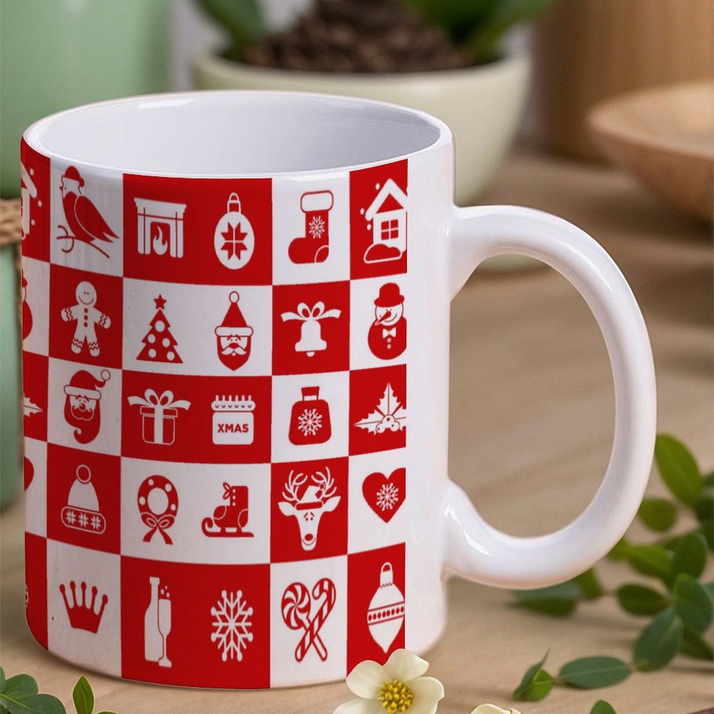 POD US Local White mug with full print, Christmas Santa Claus Reindeer 0053