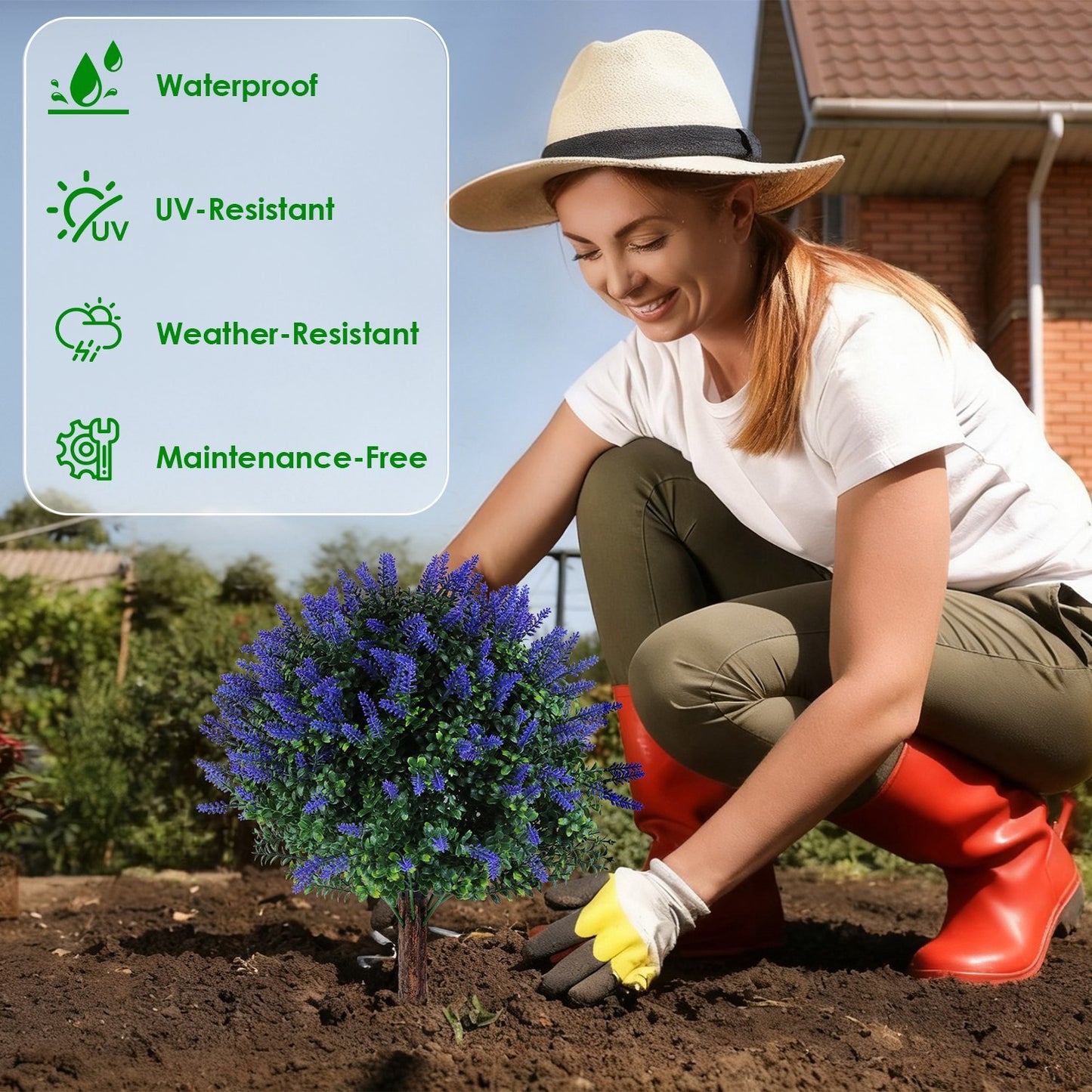 US Local 2 Packs Artificial Lavender Topiary Ball Trees UV Resistant Artificial Shrubs Fake Plants Evergreen Artificial Bush With Ground Spike For Indoor Outdoor Front Porch Garden