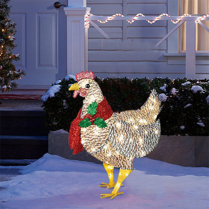 Decorated Christmas Lantern Chicken With Scarf Garden Ground Insert