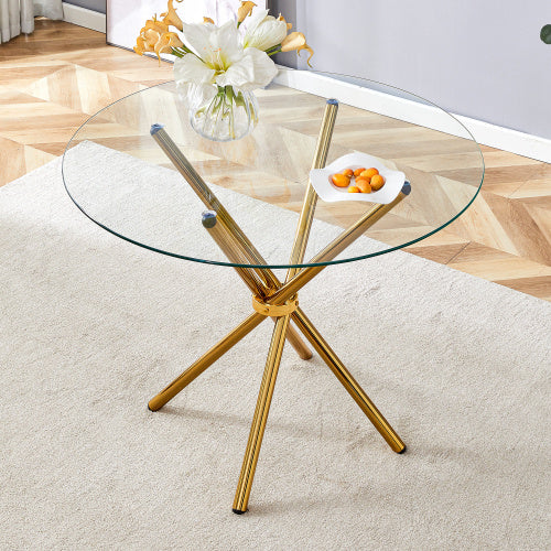 US Local Circular Transparent Glass Dining Table