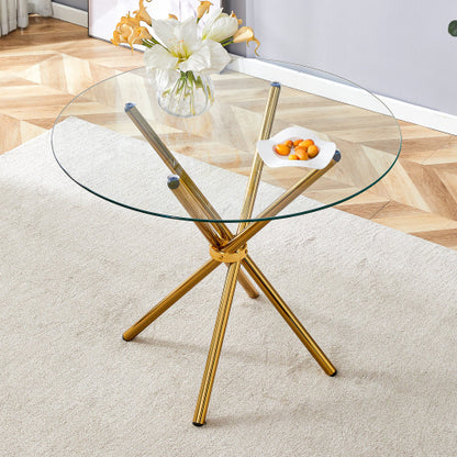 US Local Circular Transparent Glass Dining Table
