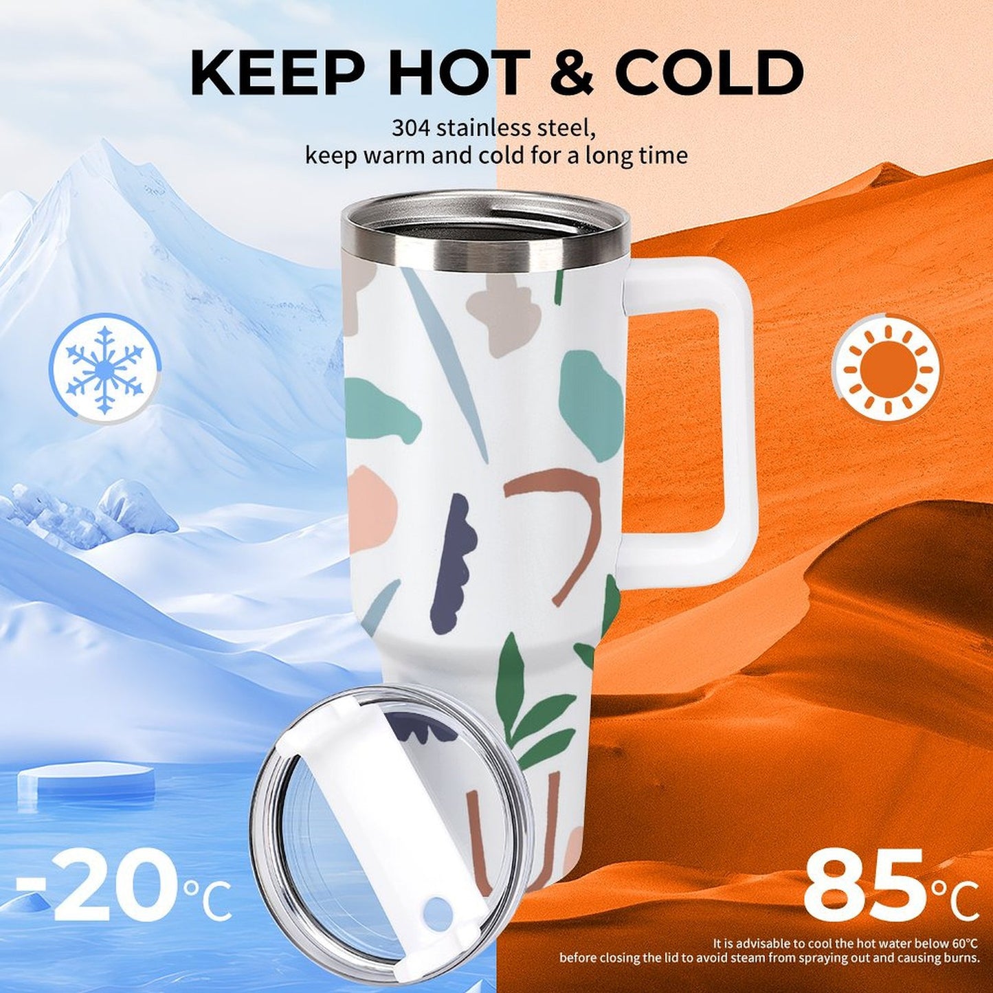 PHDT00041 POD US Local Tumbler 40 oz Large Capacity Car Cup Spring Summer, Abstract, Flowers