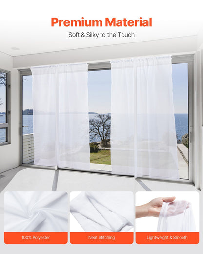 US Local Sheer Curtains 52 W X 84 L Inches 2 Panels Window Drapes Rod Pocket Polyester