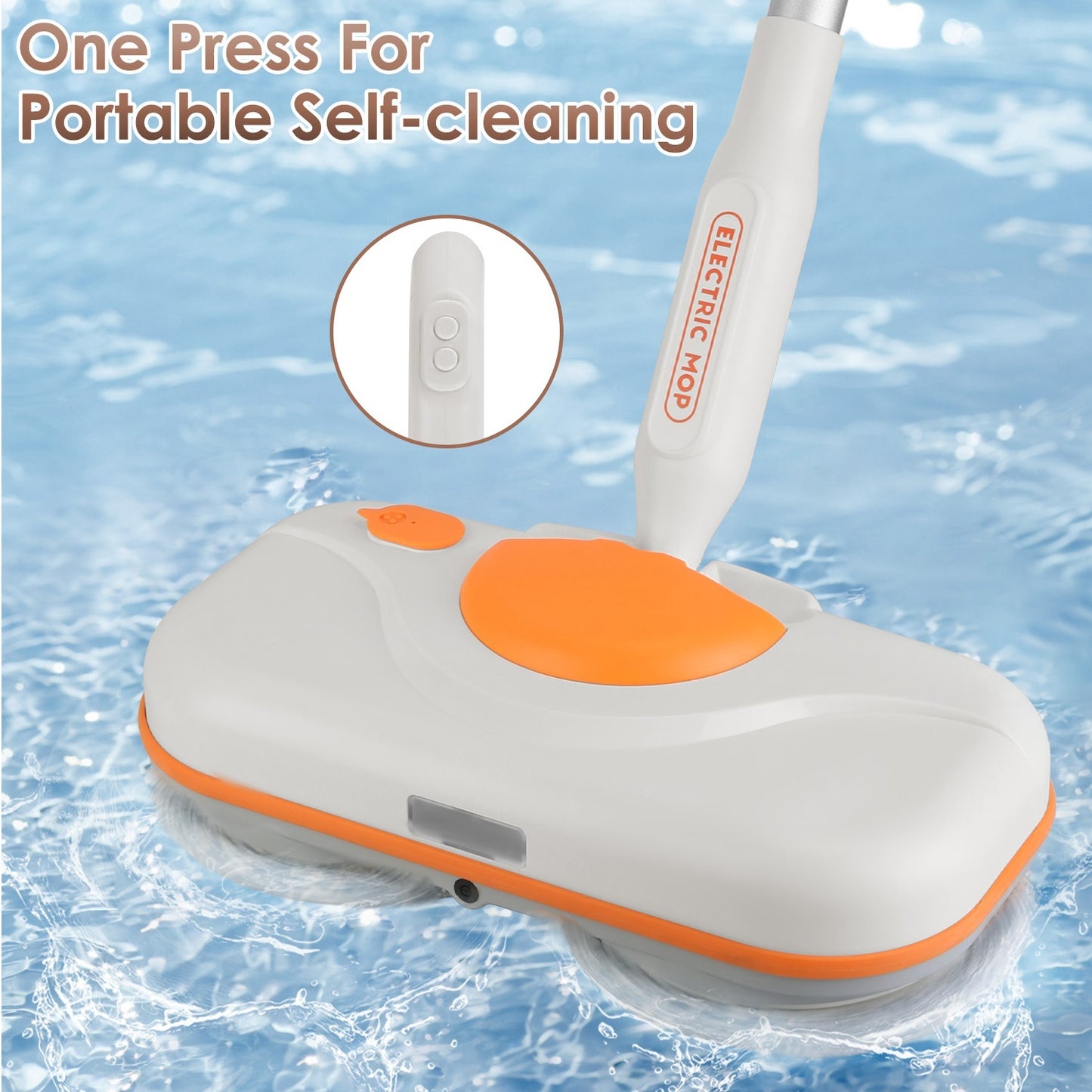 US Local 1Pc Dual Motor Cordless Spin Mop Self-Propelled Floor Cleaner With 6 Microfiber Pads 2 Speeds 900ML Water Tank One Click Spraying Headlight For Multiple Floors