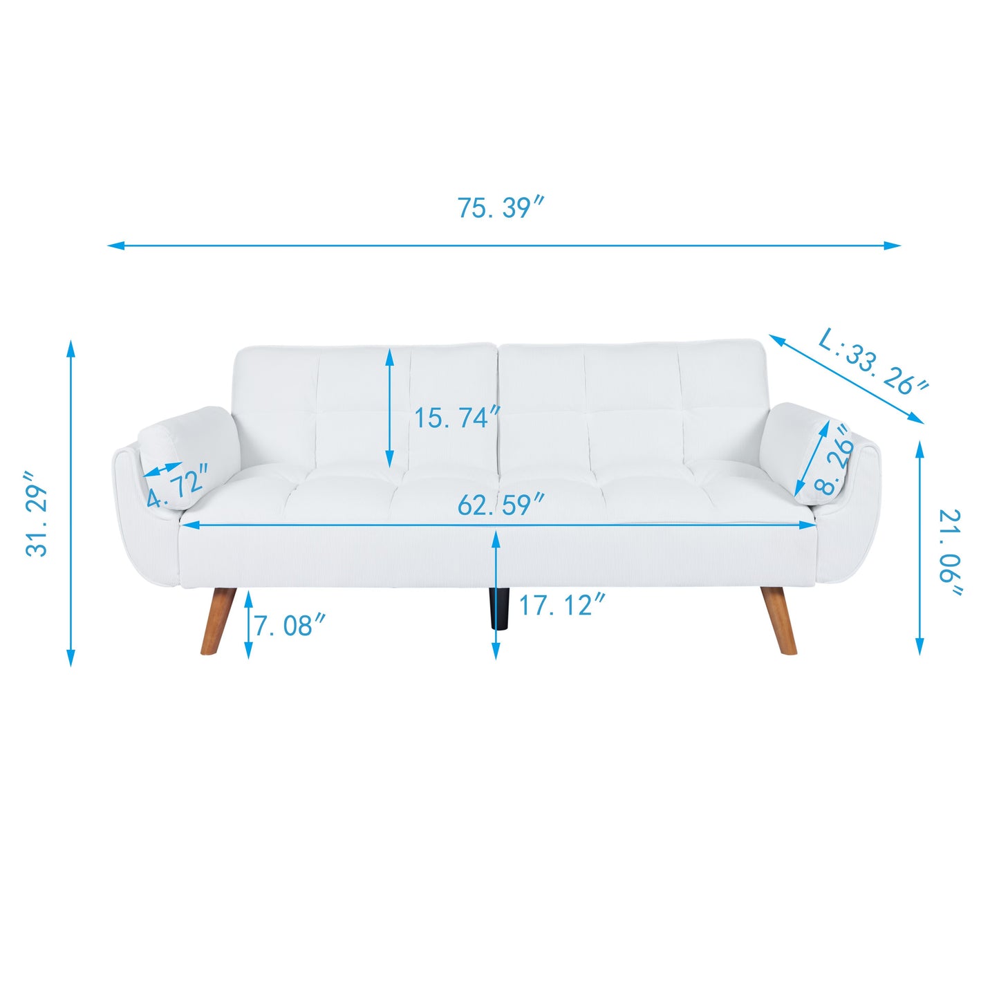 US Local Corduroy Sofa & Sofa Bed-Whitewhite Icon