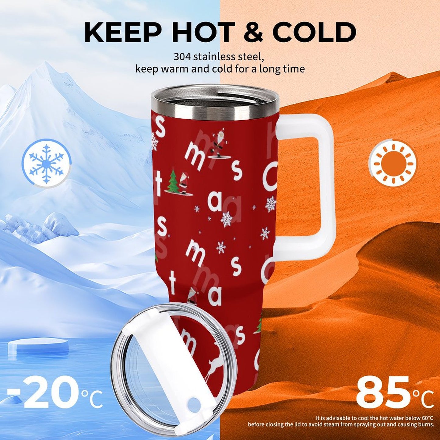 PHDT00333 POD US Local Tumbler 40 oz Large Capacity Car Cup Christmas, Elk