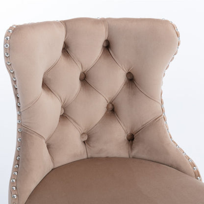 US Local Swivel Velvet Barstools Adjusatble Seat Height From 25-33 Inch Khaki,Set Of 2