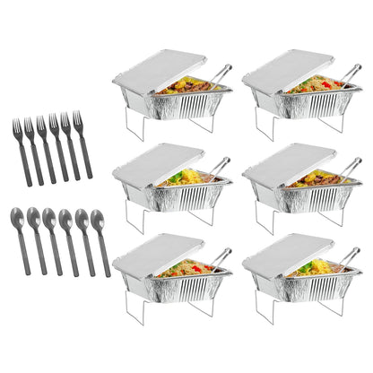 US Local 36Pcs Per Set Disposable Chafing Dish Buffet Set Food Warmers For Party Buffet Server Catering Supplies With Covers Utensils Half Size Food Pans For Parties Events BBQ Catering