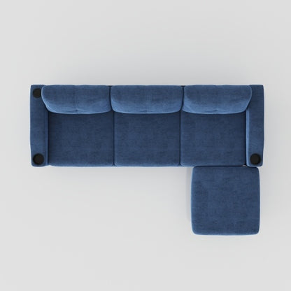 US Local Convertible Combination Sofa Sofa L-Shaped Sofa With Storage Cabinet Footstool, Living Room Navy Blue Sofa, Living Room Bedroom Office Small Space 3-Seater Combination Sofa