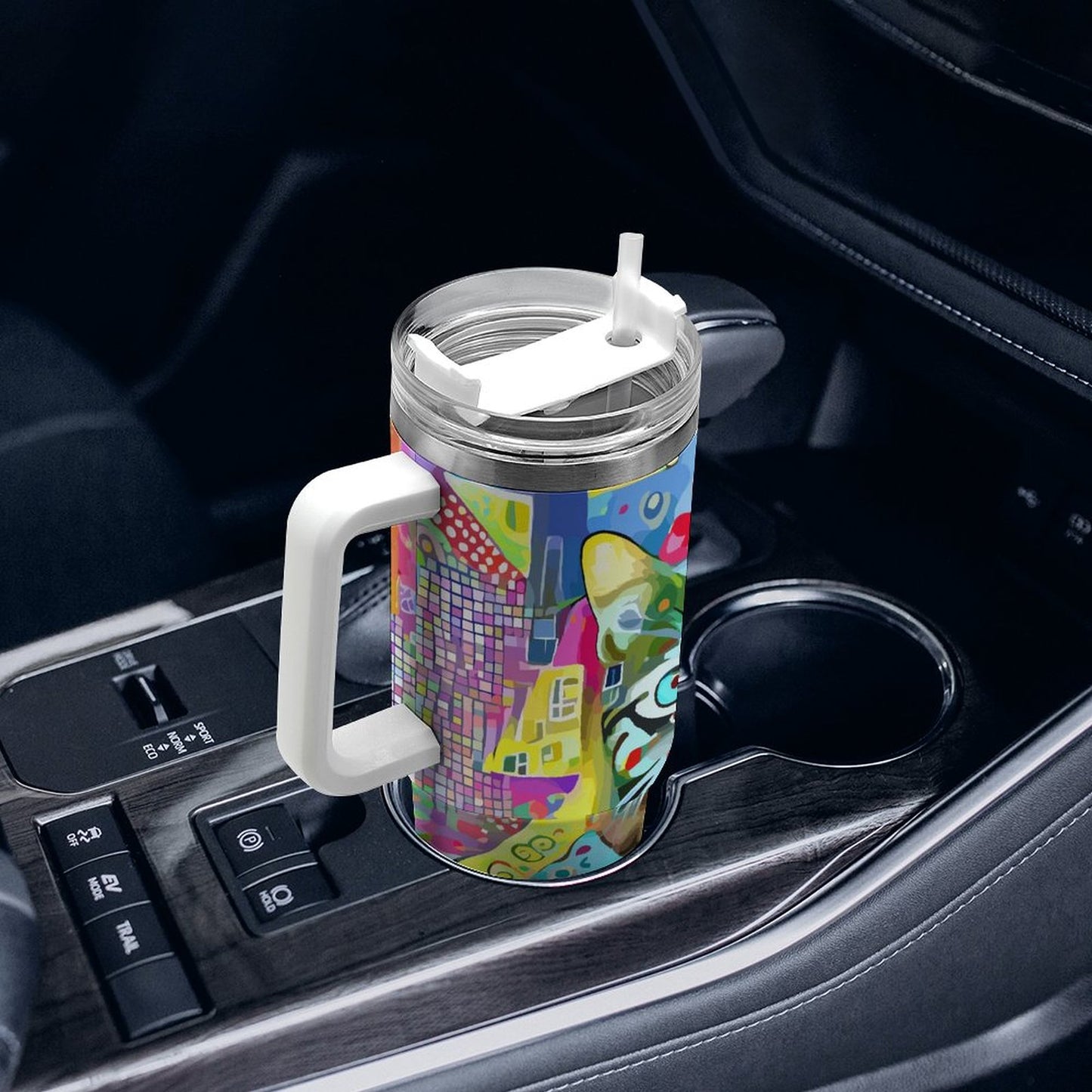 PHDT00522 POD US Local Tumbler 40oz Large Capacity Car Cup Cats, Abstract, Retro
