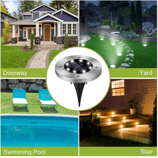 US Local 4Pcs Solar Powered Ground Light Outdoor IP65 Waterproof Buried