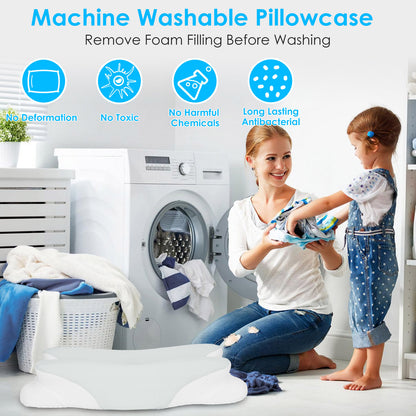 US Local 1 Pc Orthopedic Memory Foam Pillow With Cooling Case Neck Support Pillow With Machine Washable Case For Side Back Stomach Sleepers