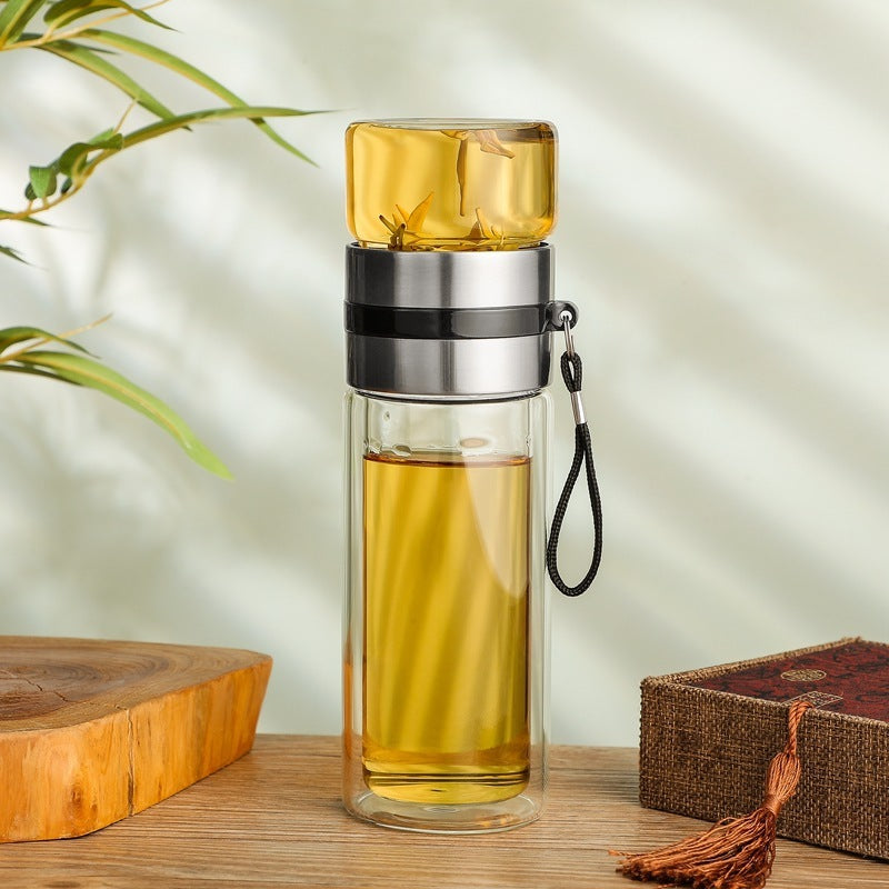 Borosilicate Tea Water Separation Glass Anti-scald Transparent Portable