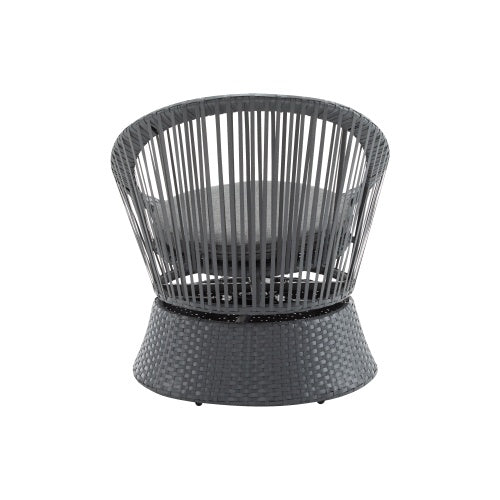 US Local 26.7 Modern Gray Wicker Lounge Chair With Rattan And Iron Frame, Featuring A Stylish Round Design, Perfect For Living Room, Patio, Or Balcony Relaxation