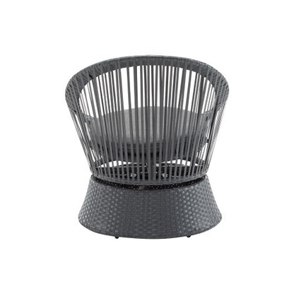US Local 26.7 Modern Gray Wicker Lounge Chair With Rattan And Iron Frame, Featuring A Stylish Round Design, Perfect For Living Room, Patio, Or Balcony Relaxation