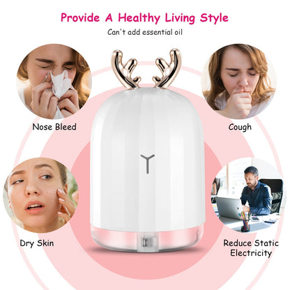 US Local 1Pc 220ml Cool Mist Humidifier Ultrasonic Air Diffuser Atomizer With 7 Color Breathing Lights Auto Off Office Home Yoga